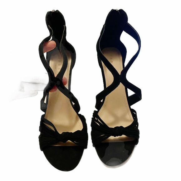 SANDRO PARIS Elisa Black Suede Heels Knotted Strappy Sandals 39 US 8 - 8.5 NIB - Picture 3 of 11